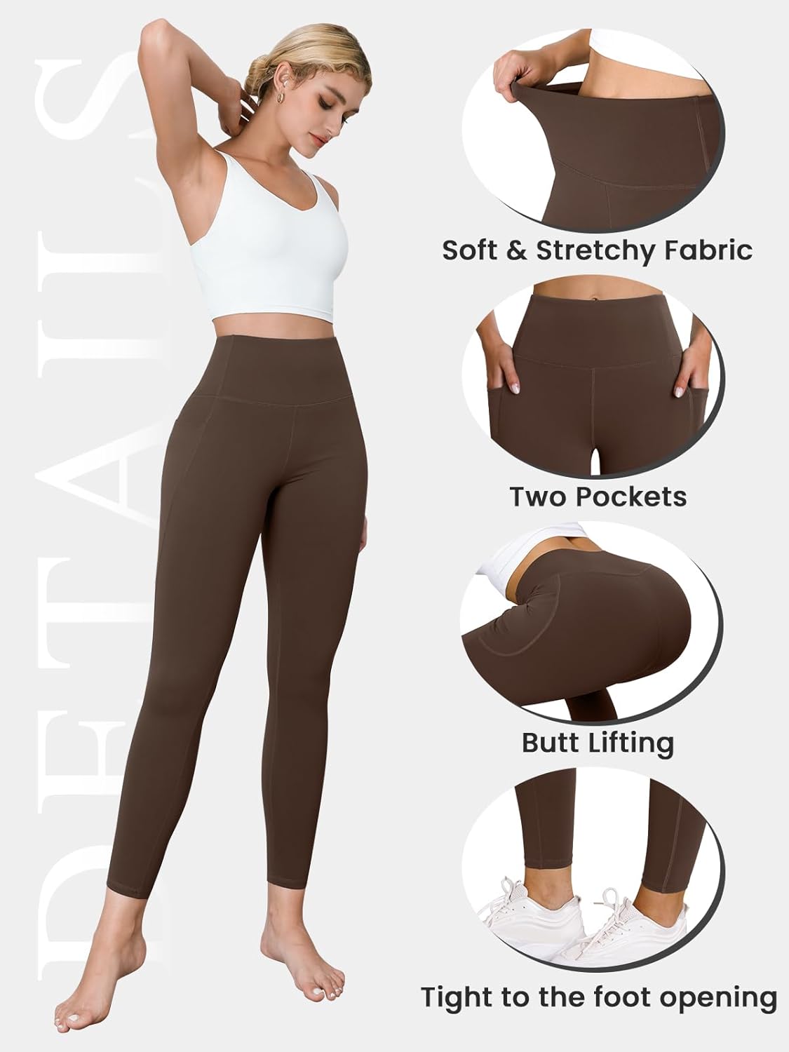 High Waisted Leggings for Women Workout Butt Lifting Yoga Pants with Pockets Tummy Control Yoga Leggings - Image 5