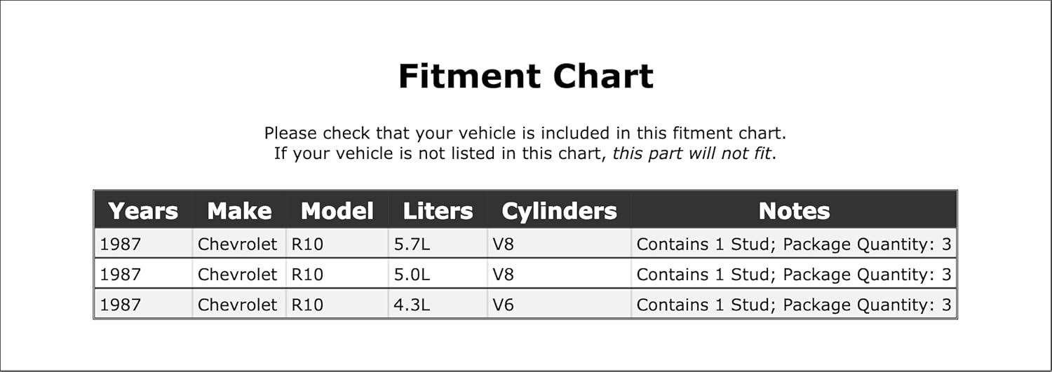 Front OR Front Right Exhaust Manifold Bolt and Spring Compatible With Chevrolet R10 1987 P-3309237