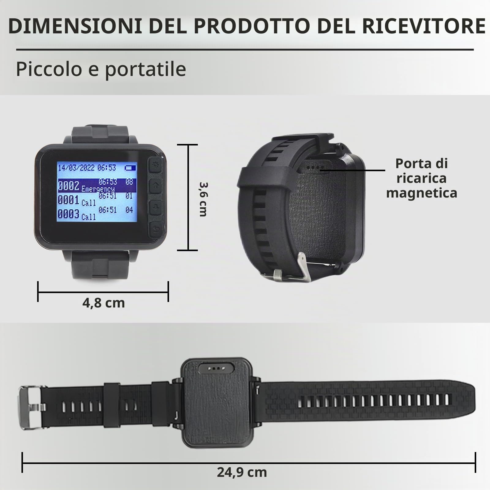Pulsante Salvavita Anziani Senza Fili Pulsante Emergenza Cercapersone per Anziani Sistema Allarme per Monitoraggio Casa/Pazienti/Disabili con 1 Display Cicalino + 2 Polso Pulsanti