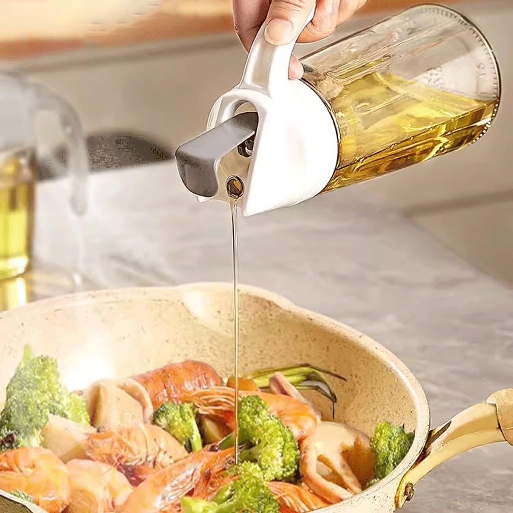 Oil Dispenser for Kitchen Kitchen Household Glass Condiment Bottle Automatic Opening and Closing Oil Pot Soy Sauce Vinegar Bottle Oil Tank Spray Bottle
