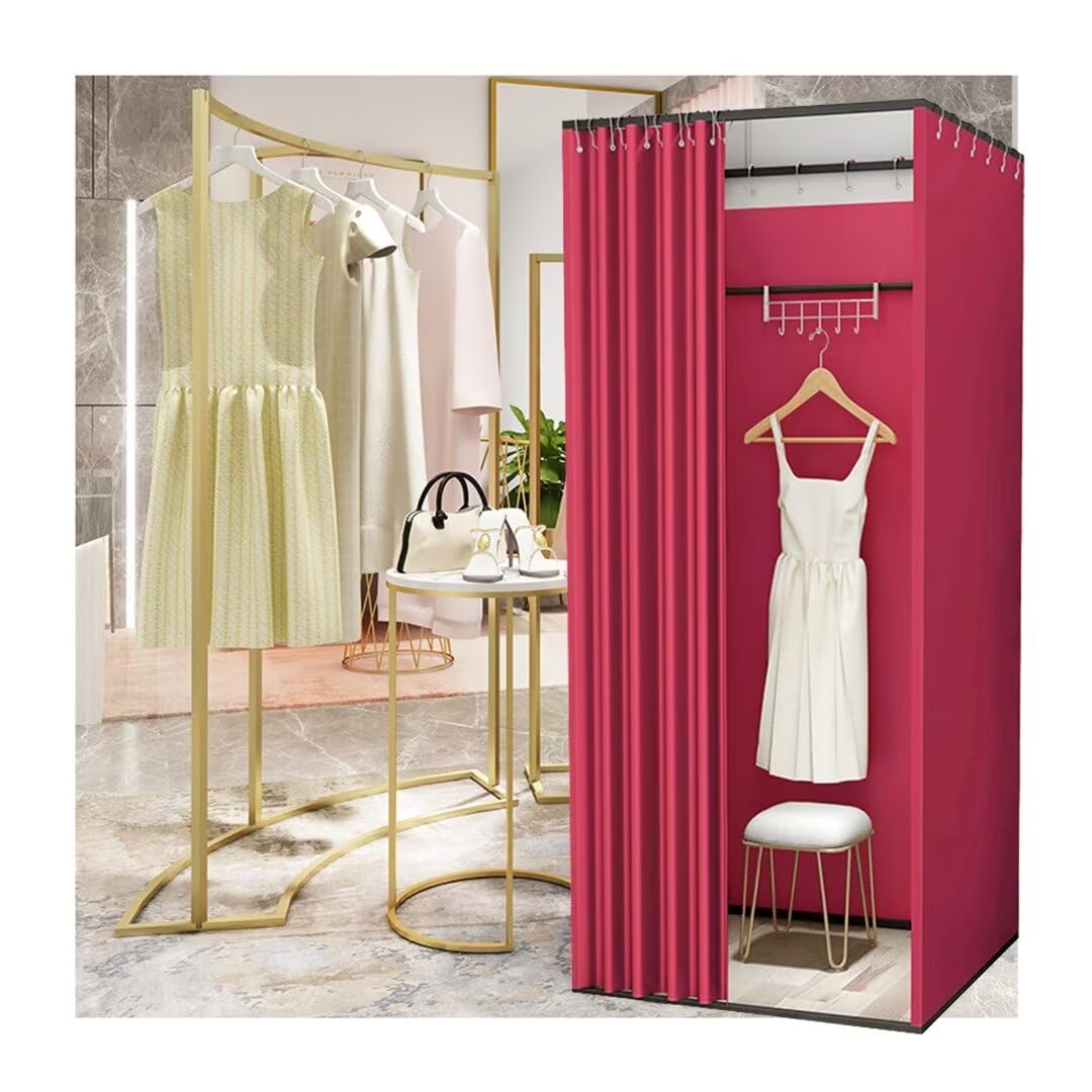 Vestiaire debout rouge 100x100x200 cm portable pour magasin