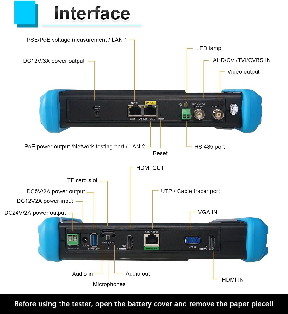 EVERSECU 7 Inch Touch Screen CCTV Tester Supports Up to 8K IP Camera & 8.0 Megapixel HD & CVBS Analog Camera, TDR Cable Test, Built in Wi-Fi, Video Level Meter, POE/DC Power Output