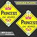 2PC Princess on Board Car Sign with Suction Cups - 5 x 5 Baby on Board Sticker for Cars - Princess on Board Sticker for Cars - Baby on Board Sign
