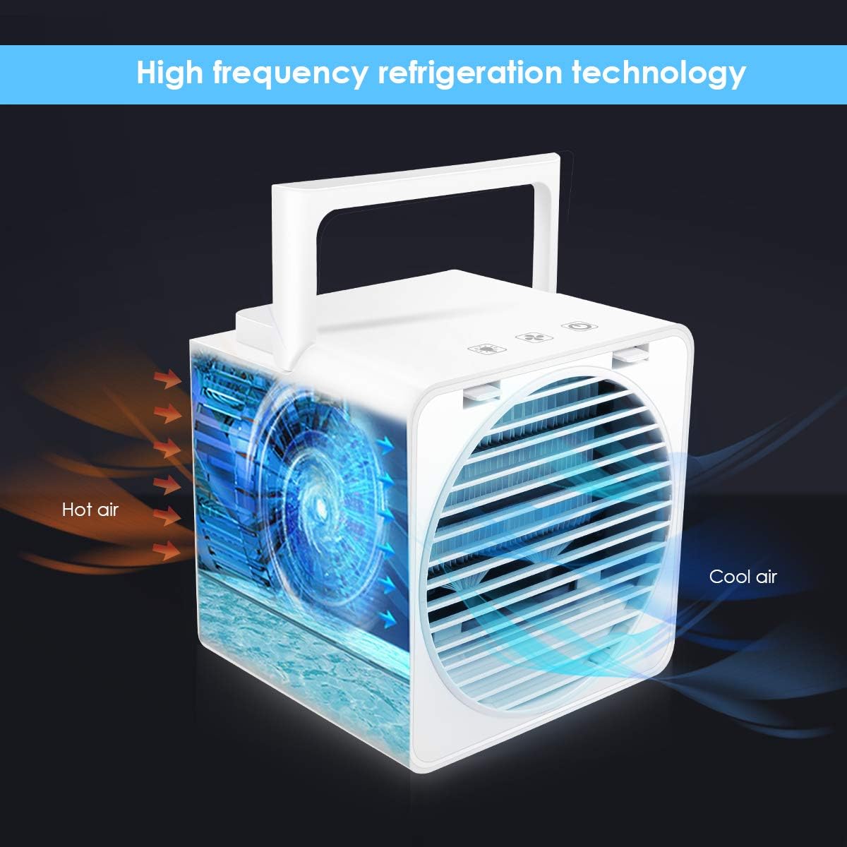 Mini Air Conditioner, Portable Mini Cooler Upgrade Model, Air-Conditioner with USB, Mini Desktop Table Fan with 3 Different Speeds, Desktop Cooling Fan for Car & Office Household Outdoors, Air Coolers