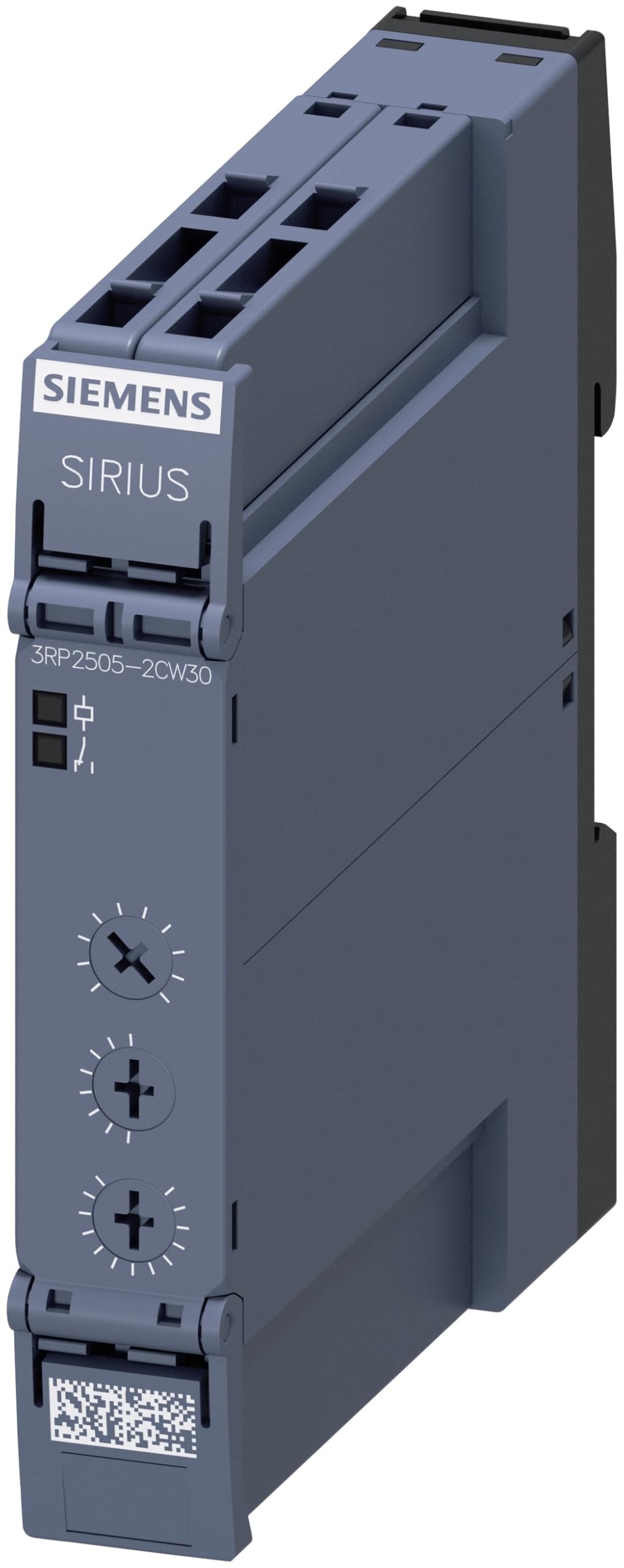 SIEMENS 3RP25 relè temporizzato, guida DIN, 0,​05 → 100h, 240 V ac/​dc, 1 conto. multifunzione, chiusura a 1 polo