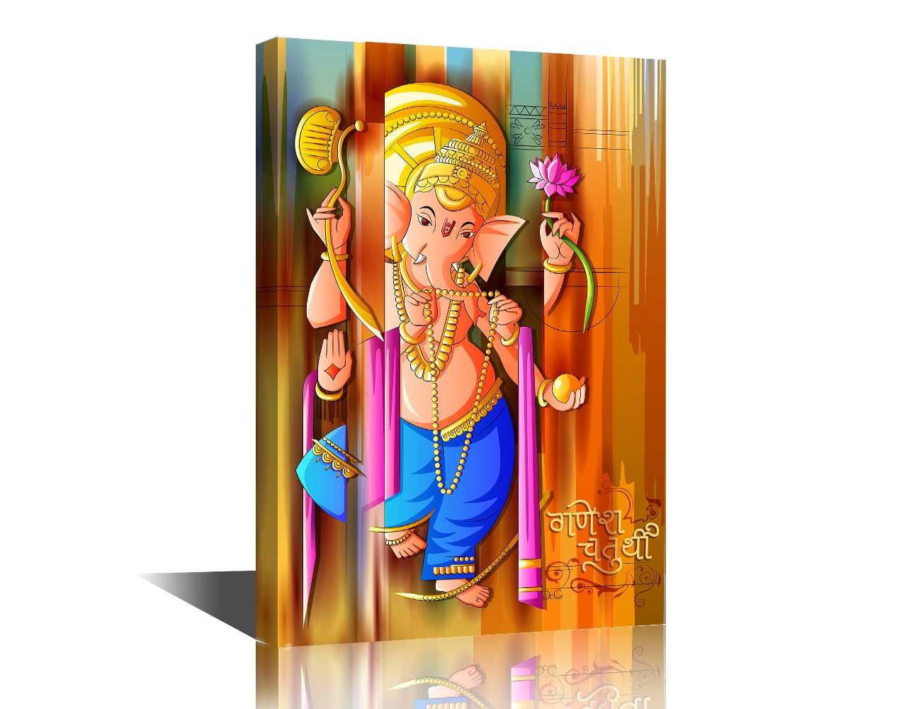 TISHIRON Black and White Paintings Indian Lord Ganpati Wall Art Canvas Pictures Home Decor for Living Room Modern Artwork Framed Posters and Prints Gallery-wrapped Stretched Ready to Hang 18x12 in