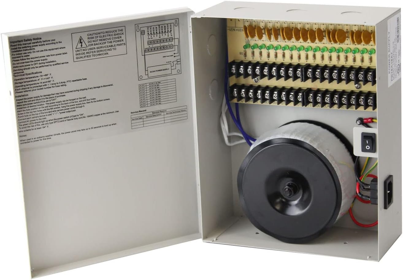 18 Channel AC 24V 20 Amp Reset Fuse CCTV DC Distributed