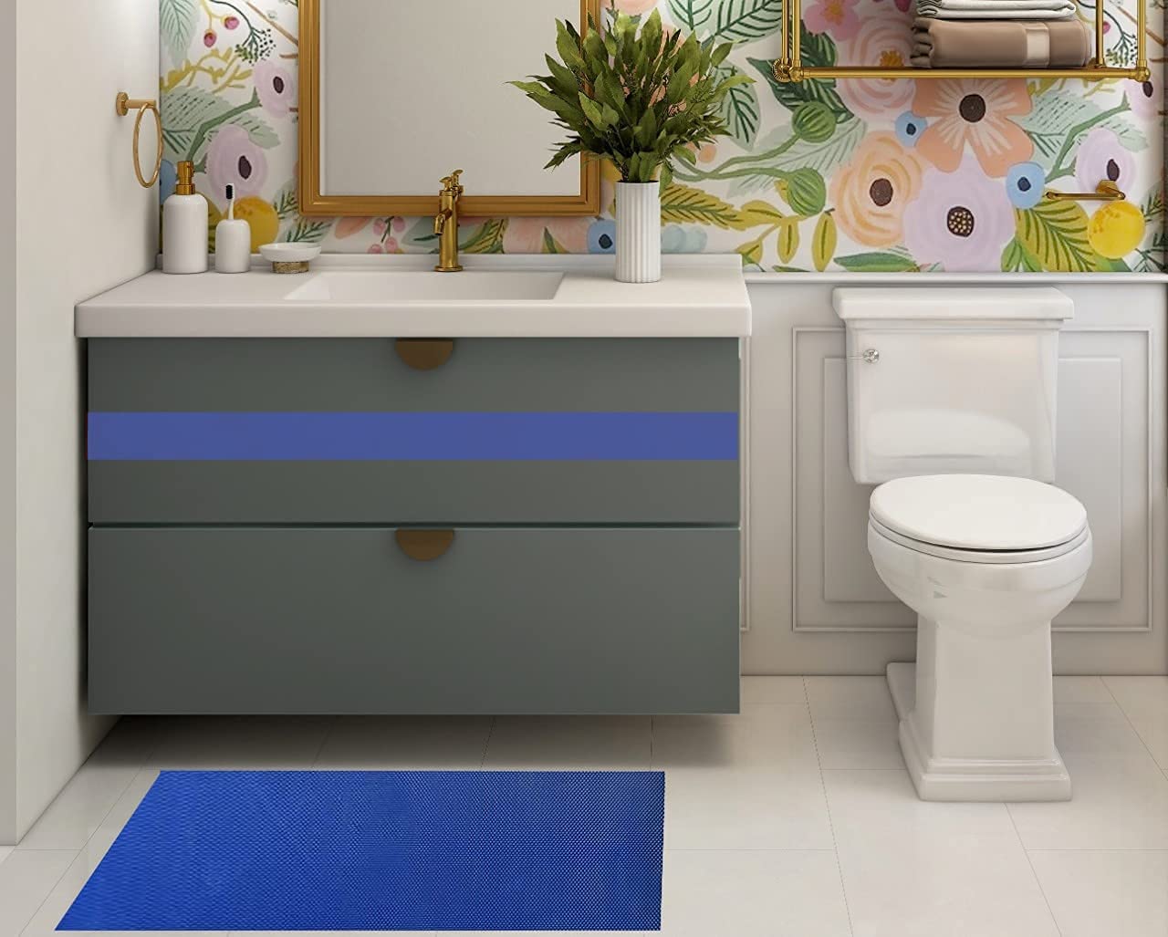 amazelo cart Anti Skid PVC Rubber Rectangular Mat Large Size Home Entrance Commercial Doormat Waterproof Mud Dirt Trapper Indoor Outdoor Floor Carpet Plastic Non Slip for Hotel, Office (2x3ft, Blue) 2
