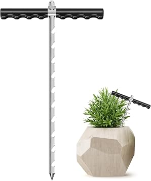 16 Monitor Soil Probe,Soil Sampler and Plant Moisture Meter,T-Handle Soil Sampler Probe Rod No Batteries Required, Root Aerator and Plant Water Monitor