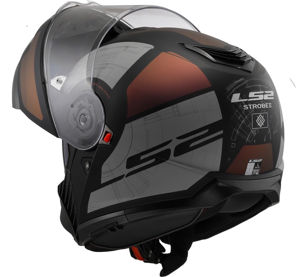 LS2, Casque Moto Modulable Strobe II Orion Matt Black Purple Blue
