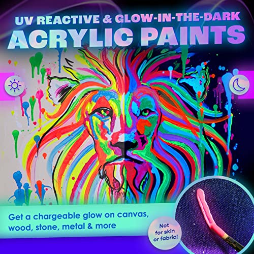 Neon Nights 0608614360314 2-In-1 Glow In The Dark Acrylic Paint Set Glows In The Dark & Under Uv Blacklight thumb #2