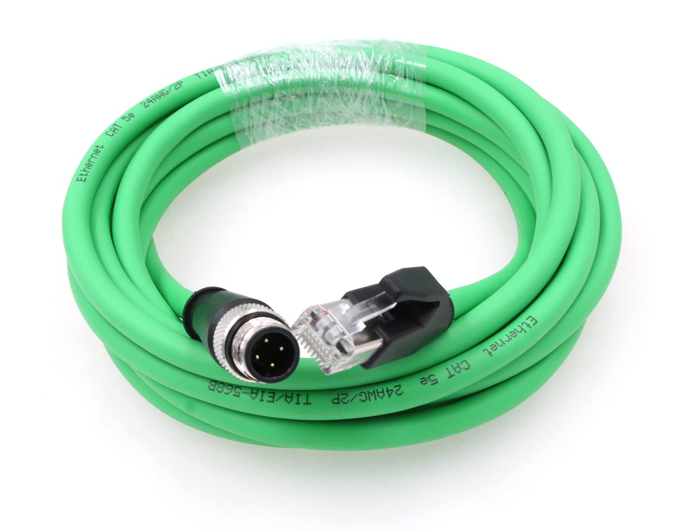 M12 4-Pin D-Code RJ45 Ethernet Cable CAT5E Ultra-High Speed Support 100Gbps Transmission 5M for Data-Intensive Factory Networks