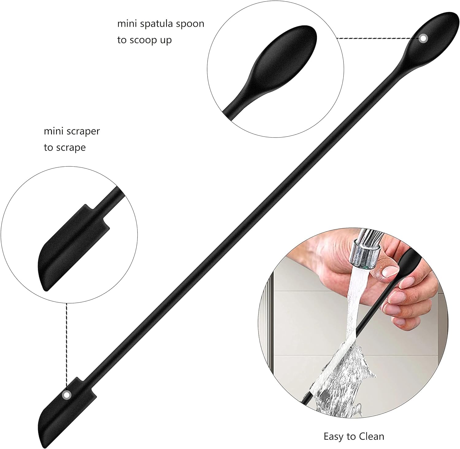 3 Spatules Silicone Double Tête - Grattoir Bouteilles/Cosmetiques - 33cm/23.5cm/15.2cm - Cuisine/Maquillage