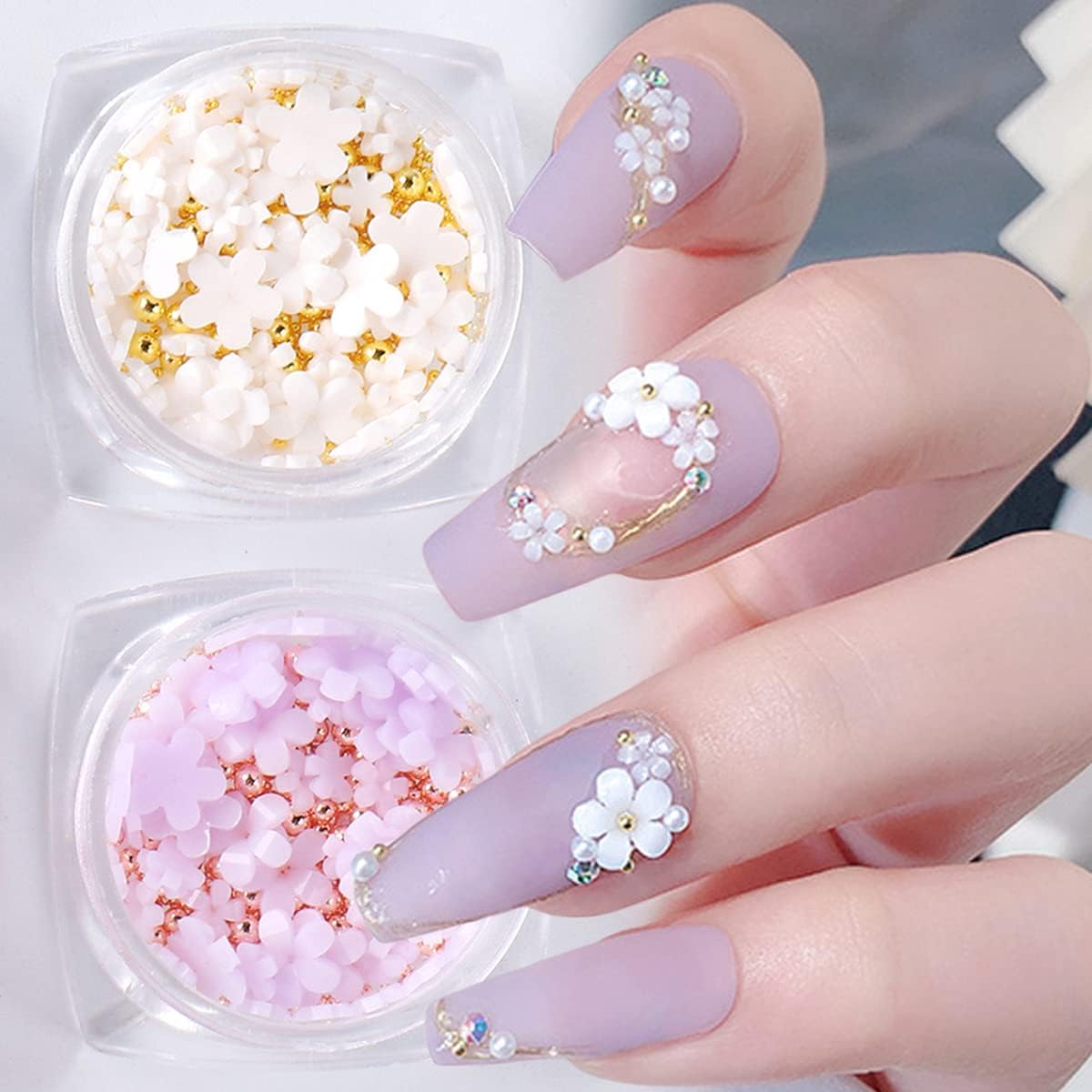 White Flower Nail Art for a Fresh French Look
