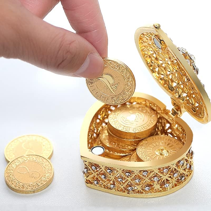Miniatura 8 de TINGKU Arras de Boda Arras de Boda Española Arras Monedas en Corazón Perla y Cristal Joyero Conjunto de Monedas Ceremonia de Boda Recuerdos Oro