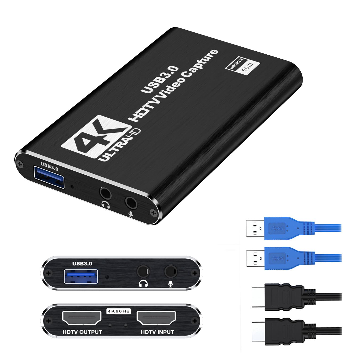 dobestyou 4K Capture Card Black for Streaming, Recording & Gaming – HDMI Video Capture Device with USB 3.0, 1080p 60fps, Plug & Play,Zero Latency for PS5, Xbox, Switch, OBS, PC, Mac