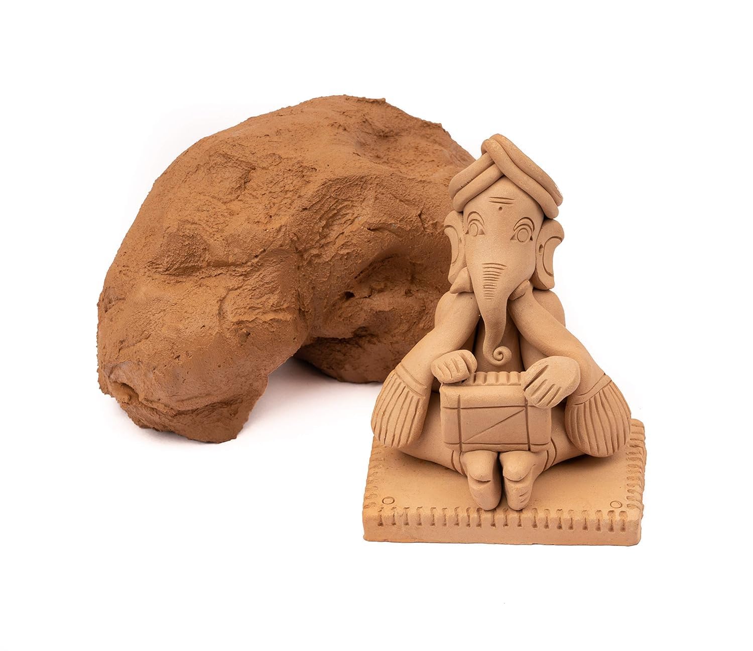 UNHAC Terracotta DIY Shadu Earthen Clay Dough Ready to Use for Home Made Organic Eco-Friendly for Ganesha | NonToxic Natural & Soft for Kids Adults Sculpture and Modeling at School (Yellow) 1kg (1)-image-23
