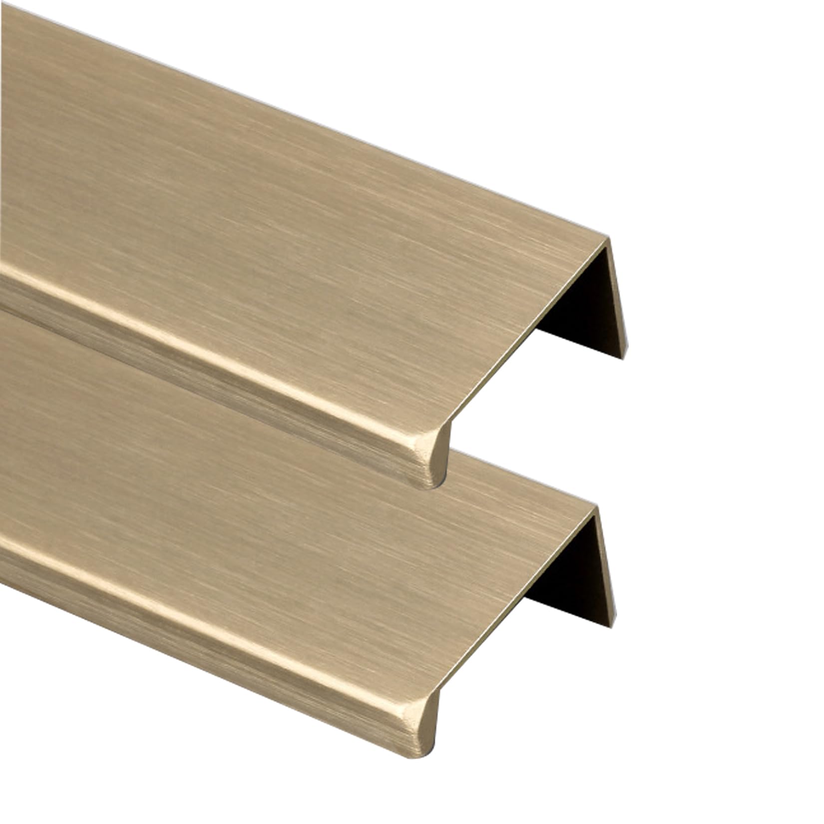 Fqflxy6589 Brushed Bronze 2 Packs Concealed Kitchen Cupboard Handles Right-Angled Style,Hidden Drawer Pulls,Finger Edge Pull Aluminum Alloy Cabinet Invisible Furniture Profile Door Knob For Wardrobe (300Mm,)