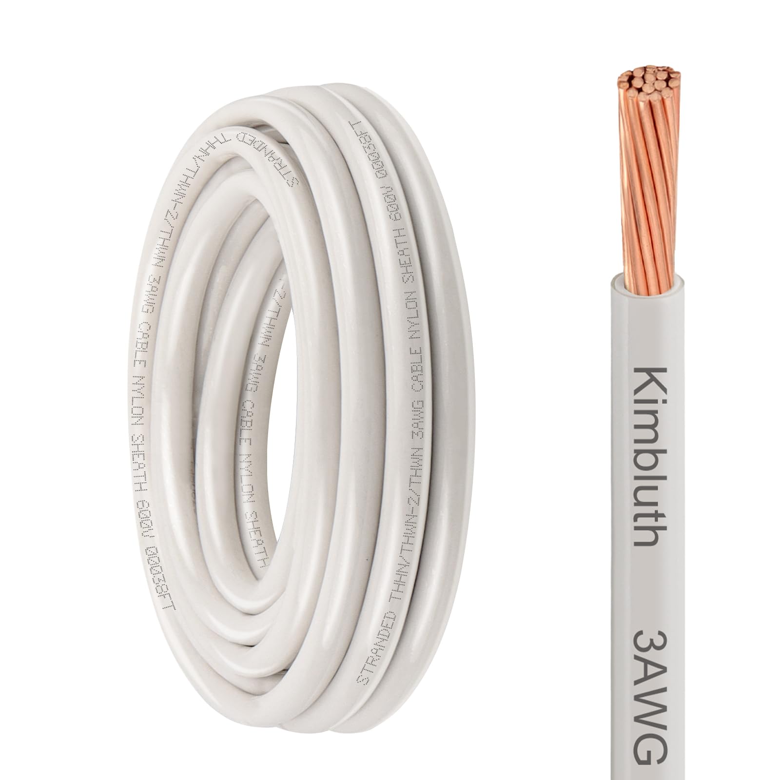 THHN Wire 3 Gauge 10 FT Stranded Copper Wire, 3 AWG Copper Wire Rated up to 600V Building Wire Nylon Jacket for Residential, CNC, Ground, Industrial (