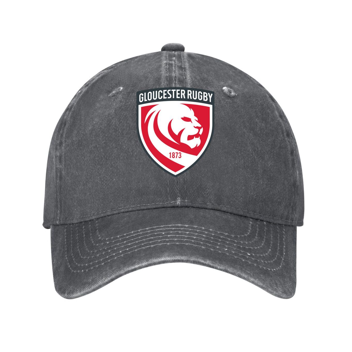 Kciutud Gloucester Rugby Charcoal Washed Denim Baseball Cap Adjustable Vintage Distressed Dad Hat Men Women Retro Soft Cotton Unstructured Size is: One Size