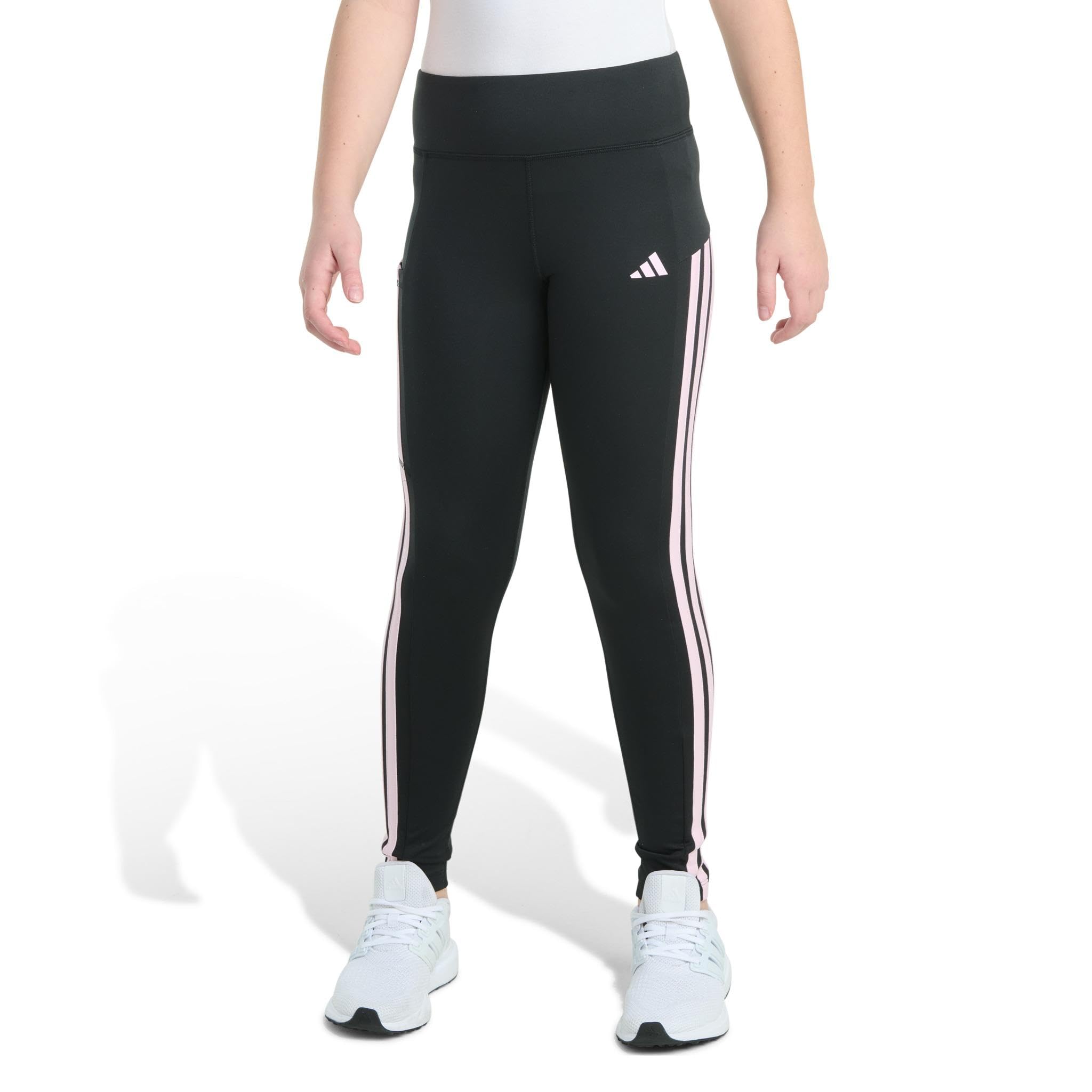

                                                    adidas Girls 3-Stripe Legging, Black with Pink, M 