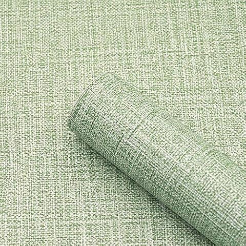 H2MTOOL Grasscloth Wallpaper Green Textured Removable Self Adhesive Peel and Stick Wallpaper for Room Cabinet Countertops Decor (17.7” x 78.7”, Green Grasscloth) Cover