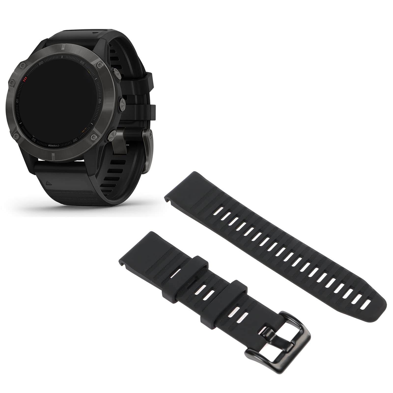 VGOL 22mm Watch Strap Smart Watch Sport Bands Compatible with Fenix 5/Fenix 6 Pro/Fenix 6 Solar/Fenix 5/Fenix 5Plus Silicone Soft Waterproof Quick Release Black - Image 2