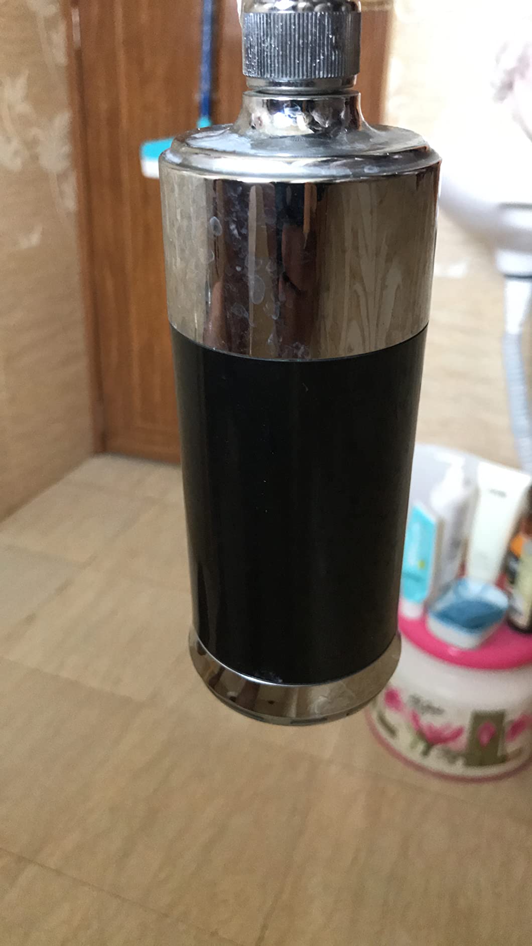 Purifit Black Shower & Tap Filter for Hard Water Softening Removes