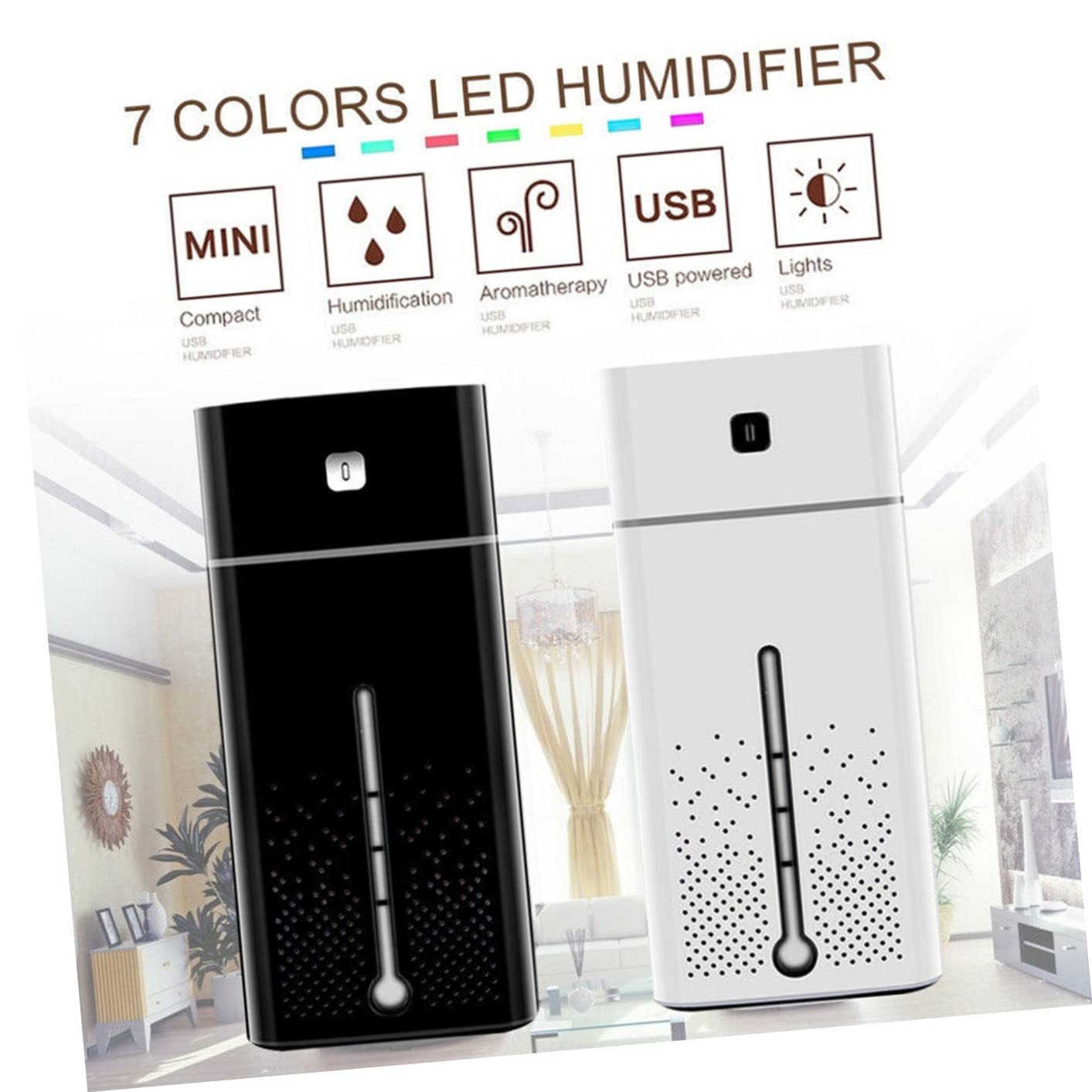 Umidificatore USB Mini Multifunzione 1l Silenzioso per Casa e Auto | Plastica Nera, Aumenta L’umidità, Riduce Odori Sgradevoli, Adatto a Scuola e Auto