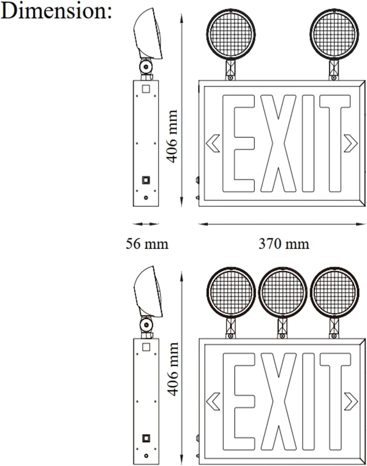TANLUX New York Approved Emergency Exit Sign, Red Exit Signs with Emergency Lights, Hardwired with Battery Backup, AC 120/277V, Single and Double Faces, Two or Three Heads Optional