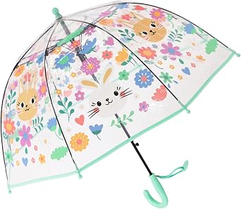ThreeH Kids Clear Bubble Umbrella Auto Opened 8 Fiberglass Ribs with an Easy Grip Handle Transparent Dome Umbrella