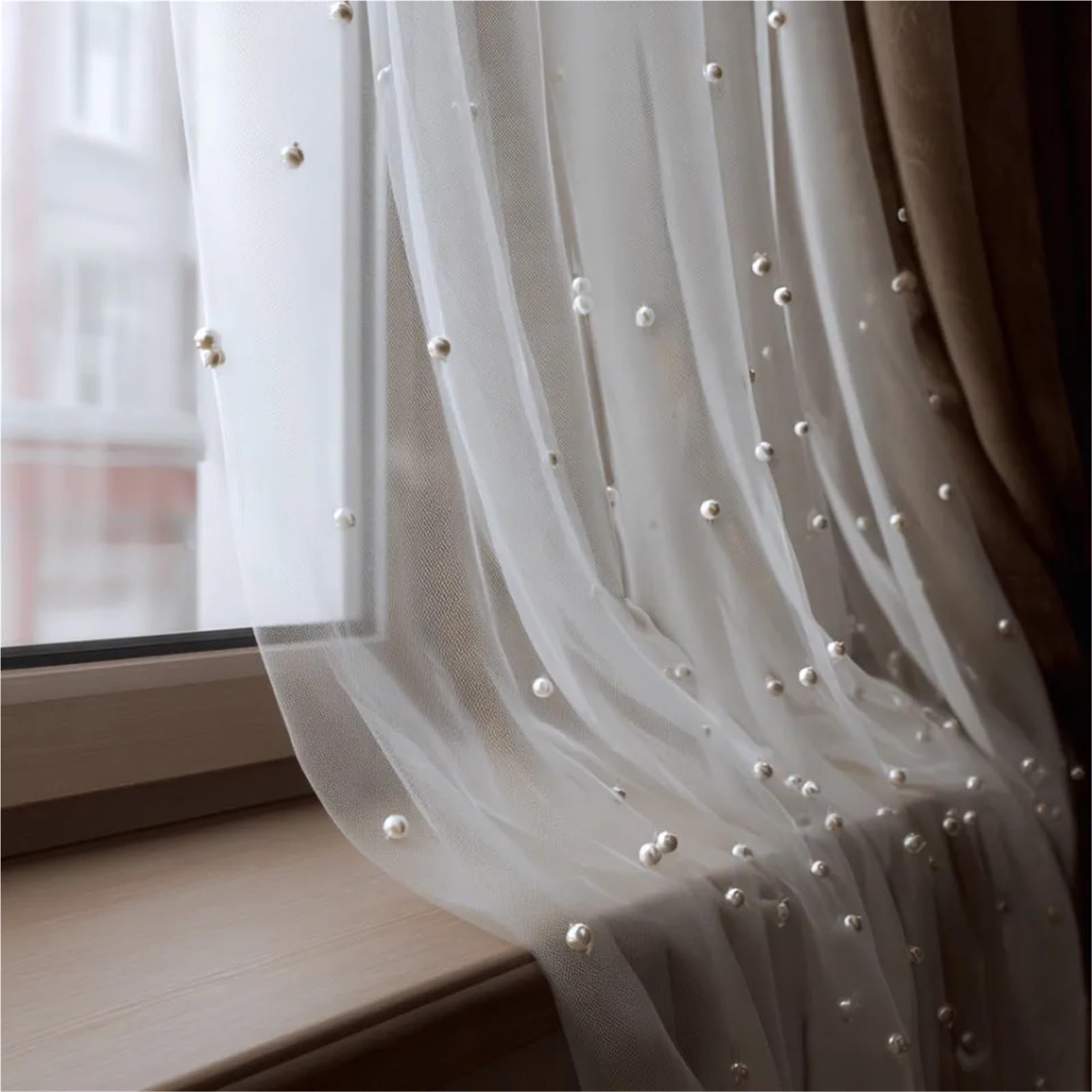 118 inch White Pearl Tulle Table Runner Suitable For Bridal Parties Dessert Decorations Valentine's Day