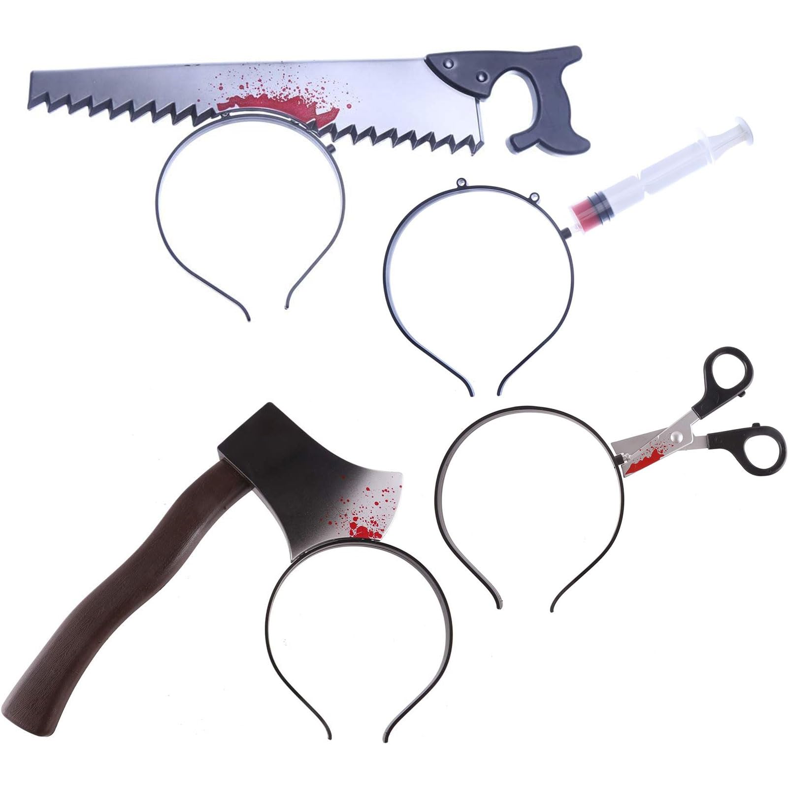 Diadema De Terror De Halloween Con Cuchillo O Flecha - 2 Piezas, Accesorio De Cosplay Con Manchas De Sangre