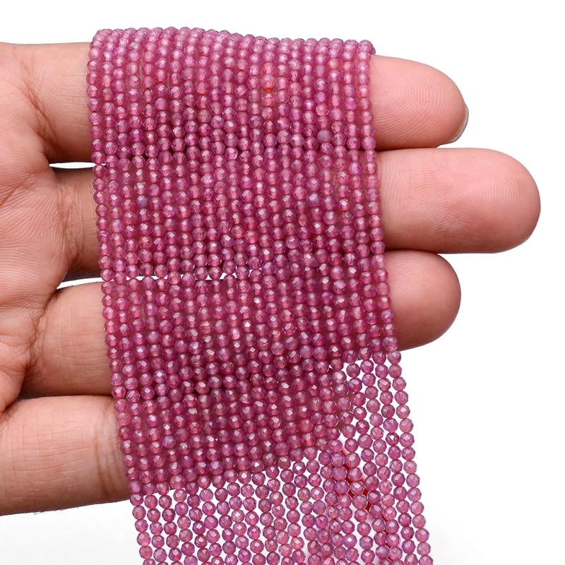 Naturalny rubin, kamień szlachetny, 3 mm-3,5 mm, mikrofasetowane koraliki rondelle, sznurek 33 cm, AAA+ czerwony rubin, szlachetny kamień szlachetny, fasetowane, luźne koraliki do biżuterii B-1-452