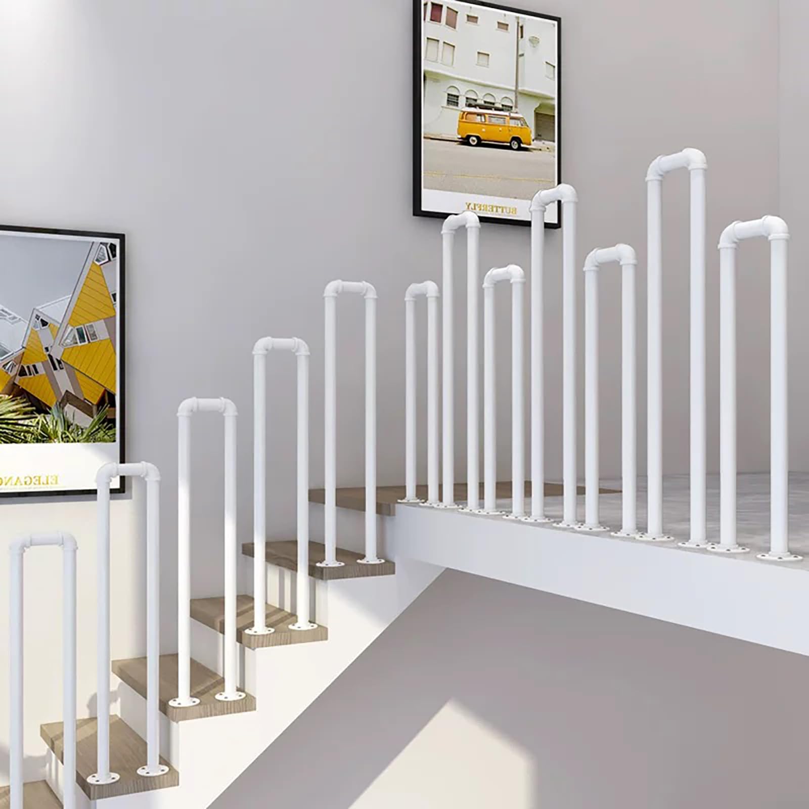 Stair Railing Indoor, U -Shaped Railing for Stairs, Hand Rails for Outdoor Steps, Non-Slip Safety Guardrail Railing for Elderly, Children, Kindergarten, Indoor Home, Outdoor Garden, Corridor, Loft