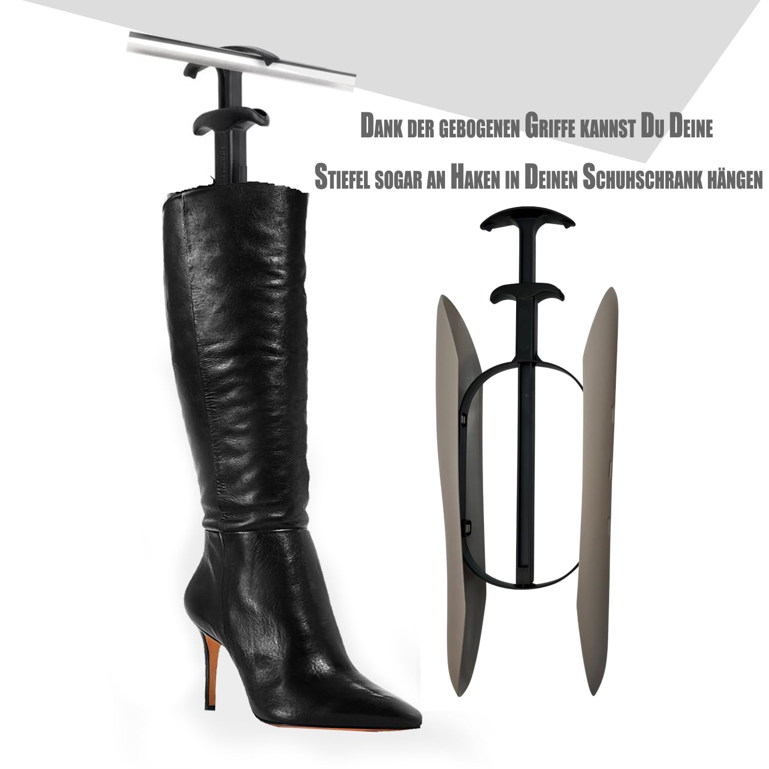 DELFA Juego de 3 pares de moldes para botas con innovador elemento de resorte Sensomatic, tensor de botas, longitud 35 cm, gris, 36-41