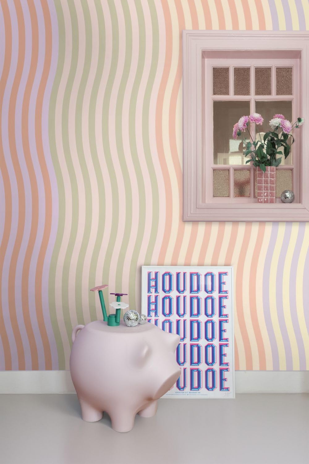 ESTAhome fototapeta motyw zygzakowaty kolorów pastelowych 300 x 279 cm