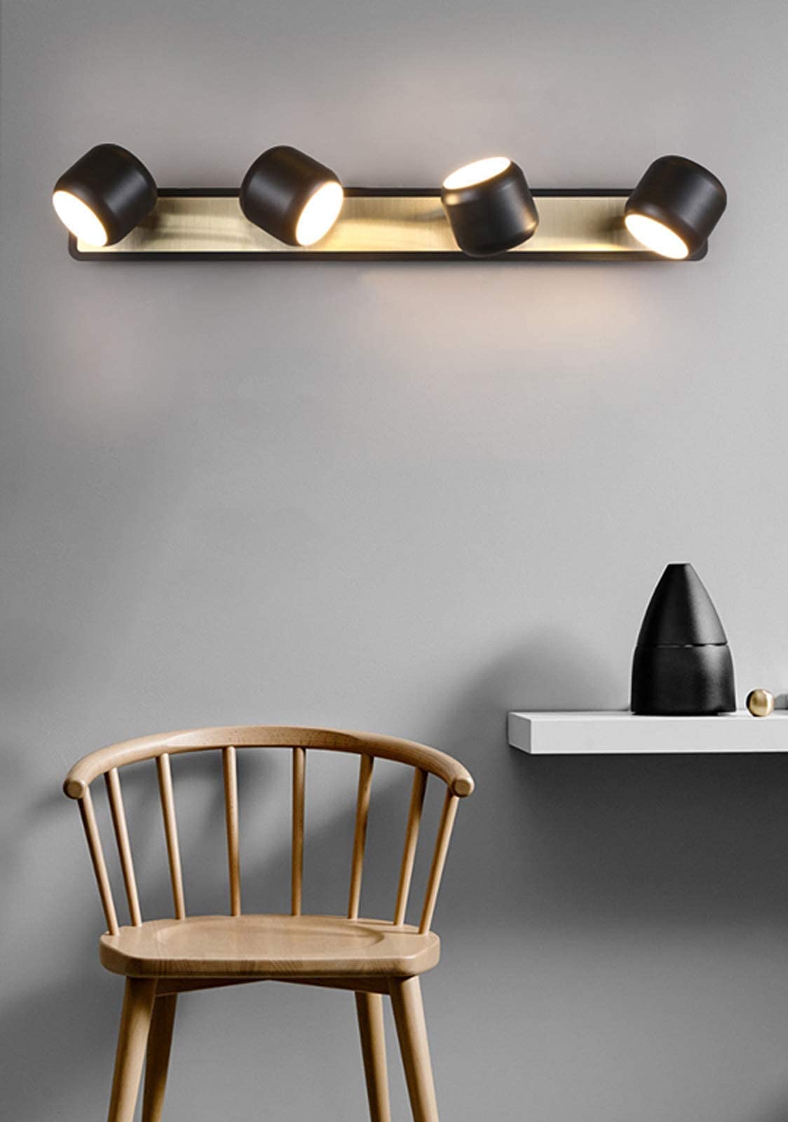 Światło Lustrzane Led,Regulowana Lampa Ścienna Lustrzana Wewnętrzna,Metalowa Akrylowa Wodoodporna Lampa Ścienna 2/3/4 Głowy,Do Toalet W Łazience/Black/4 Heads 20W