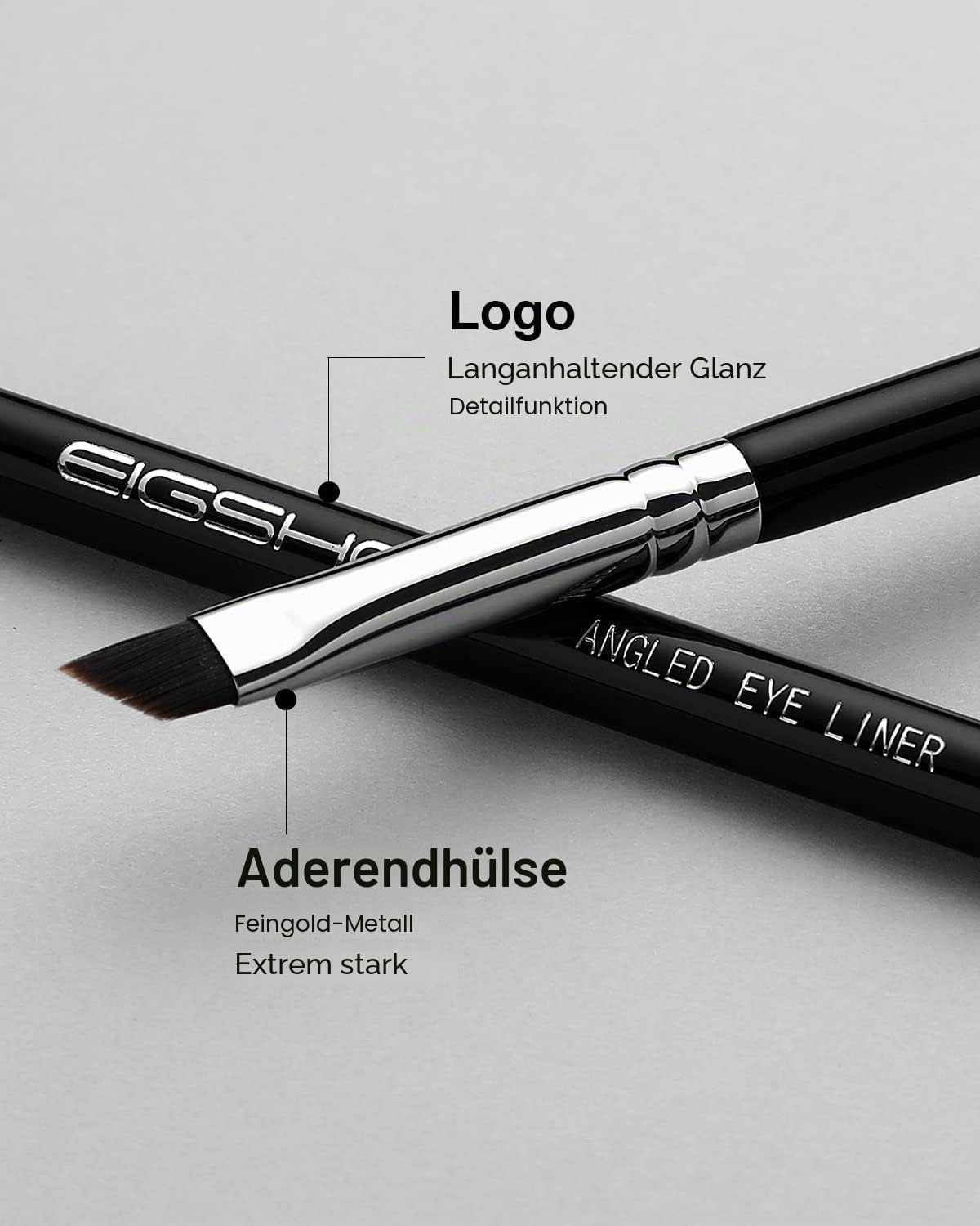 EIGSHOW Eyeliner-Pinsel, fein abgewinkelt, Profi-Präzisions-Pinsel, ultradünn, abgeschrägt, flacher Winkel, Premium-Qualität, zum Auftragen von Gelpuder, flüssiger Creme(E835)