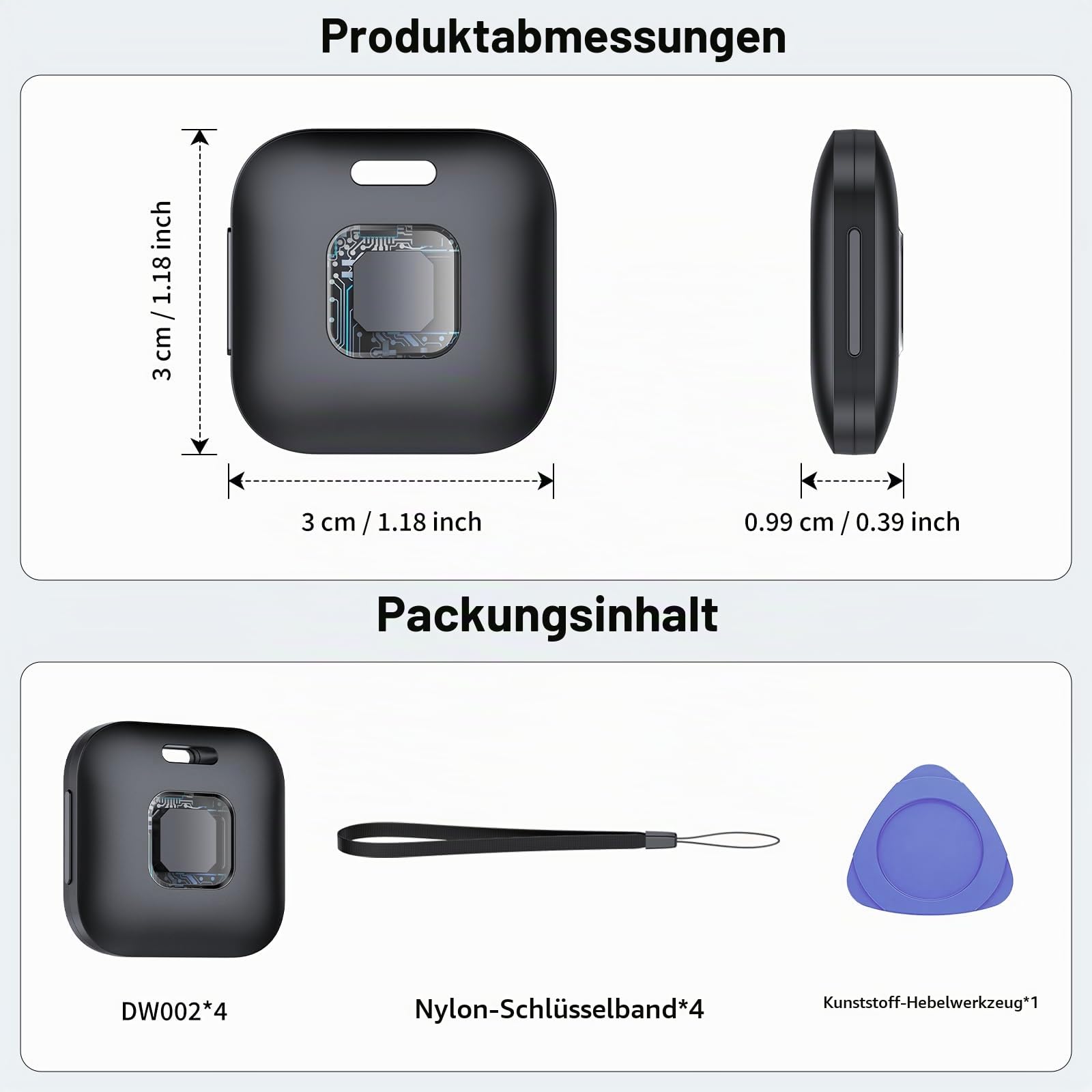 Hoxe Smart Tag für iOS & Android, Dual-System Bluetooth Tracker (4er Pack)