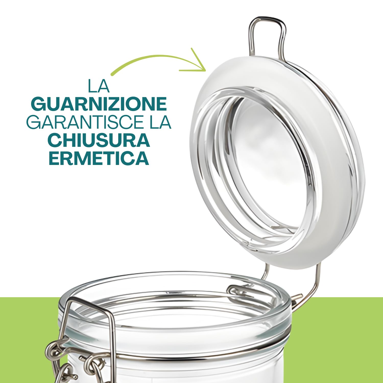 PALUPLUS 12 Barattoli in Vetro Tondi con Coperchio da 1 Litro, Misura 13x12x17 cm, Vasetto vuoto con Chiusura a Clip Ermetica, vasi sottovetro per marmellate, Biscotti, Cereali, Bomboniere -249C -9