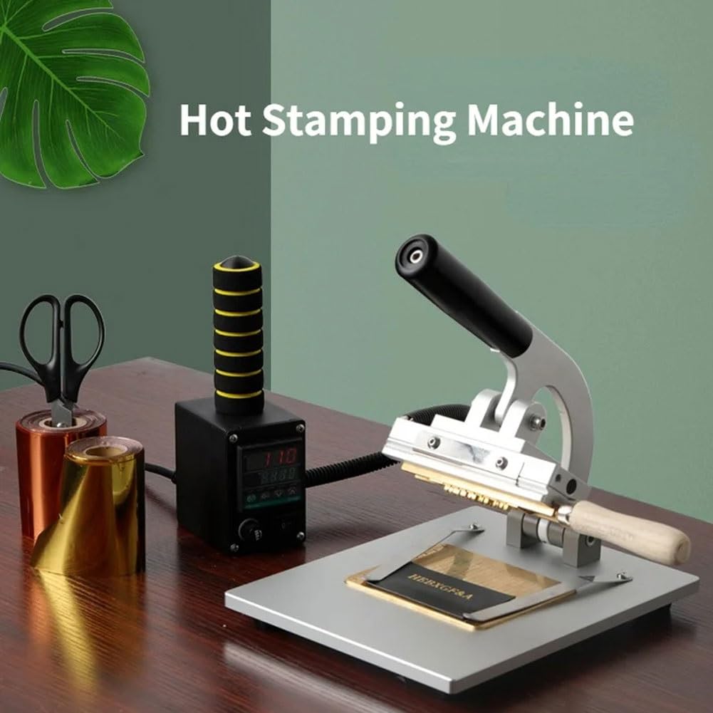 Máquina de estampado en caliente, prensa de calor con 2 moldes de latón, pantalla LCD digital, para cuero, papel, tarjetas, tela y poliuretano, herramienta versátil para manualidades