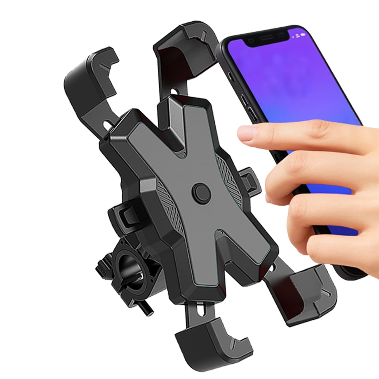 2025 Upgraded Bike Phone Holder ﻿, One handed quick locking and unlocking for Motorcycle Phone Mount, Handlebar Phone Mount with Four way lock