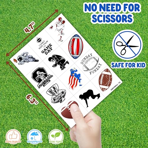 96PCS Football Pre-Cut Temporary Tattoos - Party Favors for Kids, Boys & Girls - American Football Theme, Perfect for Birthday Parties, Classroom Prizes, Cheerleader Gifts & School Events Gift - Image 5