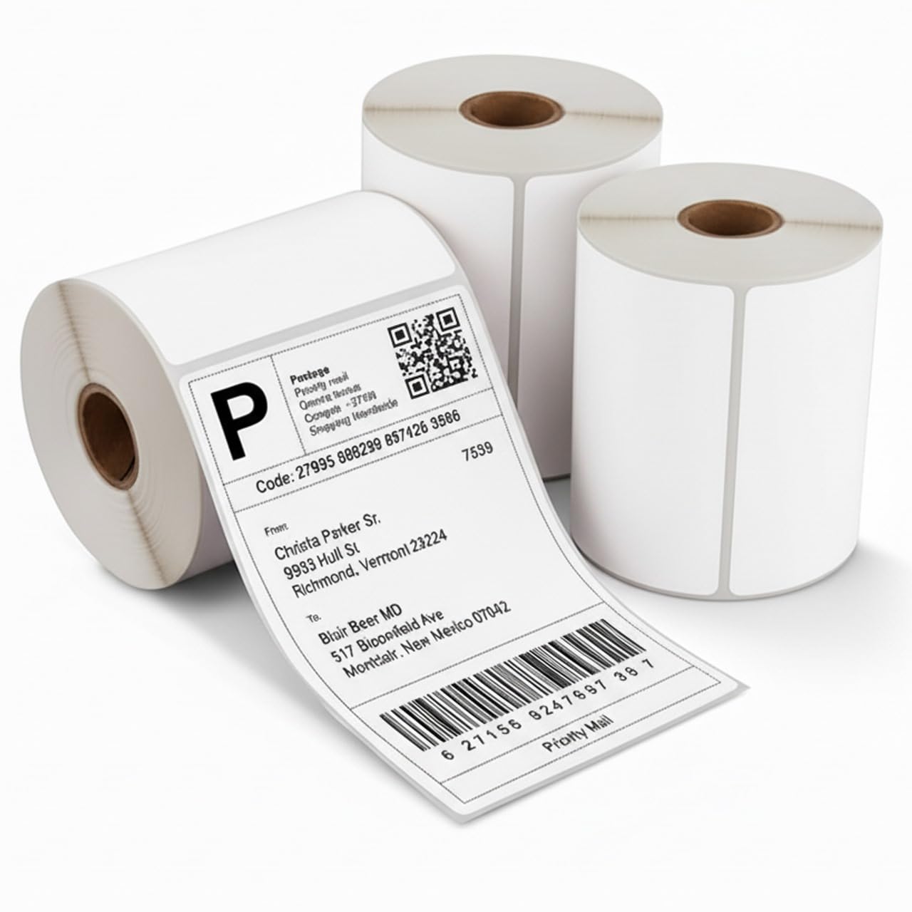 EVOKK 4"x6" Self-Adhesive Thermal Shipping Labels, Premium Coated 1000 Labels, Shipping Label Printer Bluetooth, Thermal Label Printer, Wide Compatibility, Amazon, Royal Mail & FedEx (2Roll)
