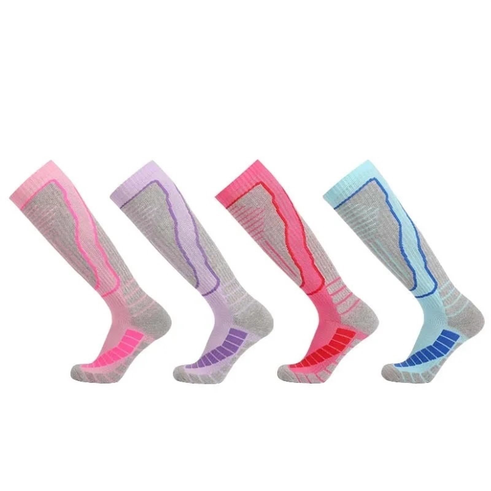 Chaussette Ski Chaussettes de Ski Chaudes en Patchwork d'hiver, Respirantes, à séchage Rapide, for l'extérieur, antidérapantes, Absorbant la Transpiration, Femmes