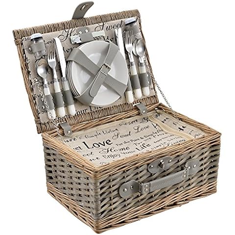 casa.pro Picnic Basket Set for 4 People Cover
