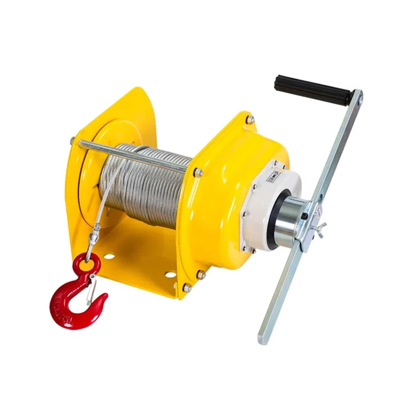 BHFPFZA Portable Manual Winch 2T Capaci Metal Cable Hoist YellowIdeal for Lifting Towing and Recovery Applicats