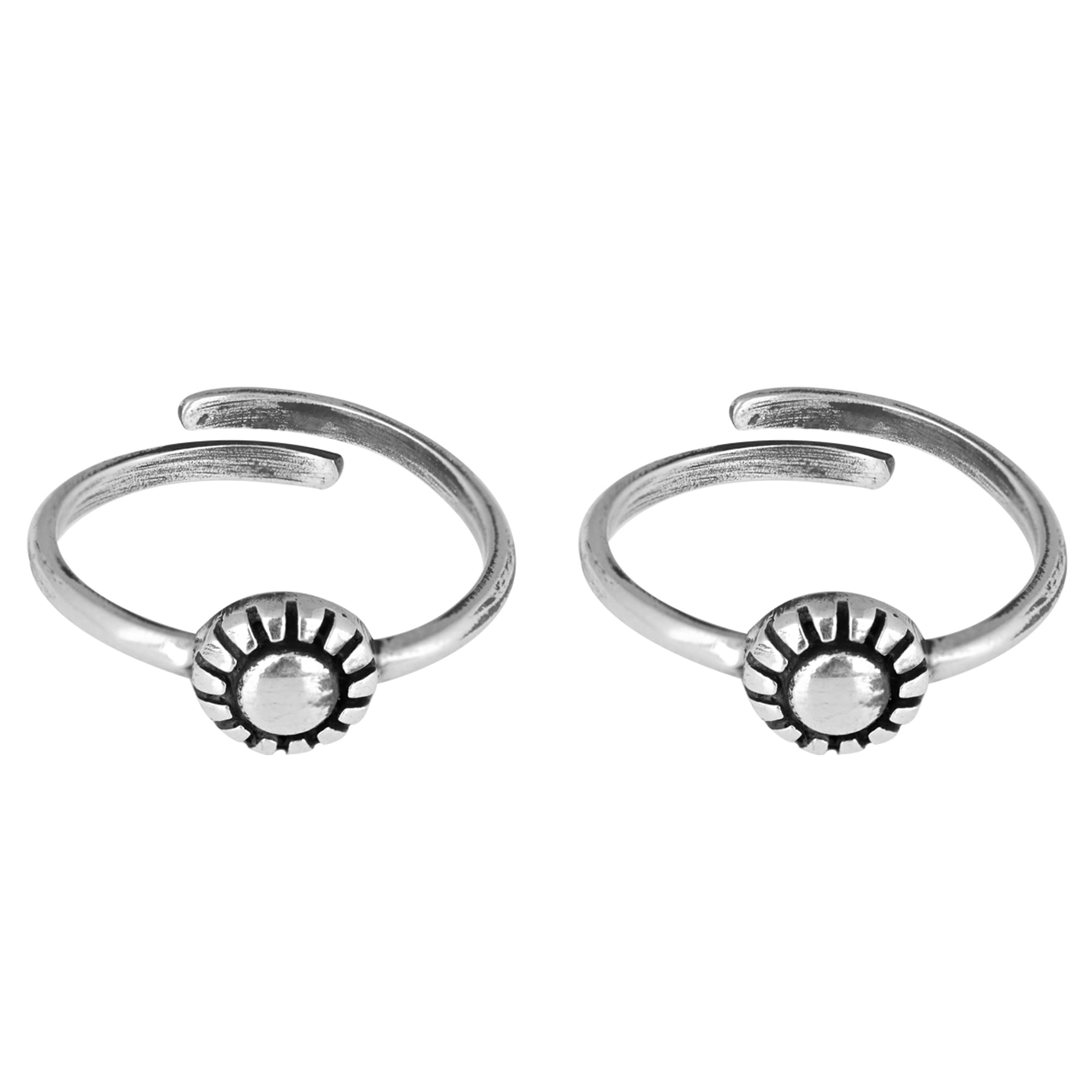 925 Silver Oxidised Silver Pretty Floral Toe Rings, Adjustable | Toe Rings for Women and Girls | With Certificate of Authenticity and 925 Stamp | 6 Month Warranty*
