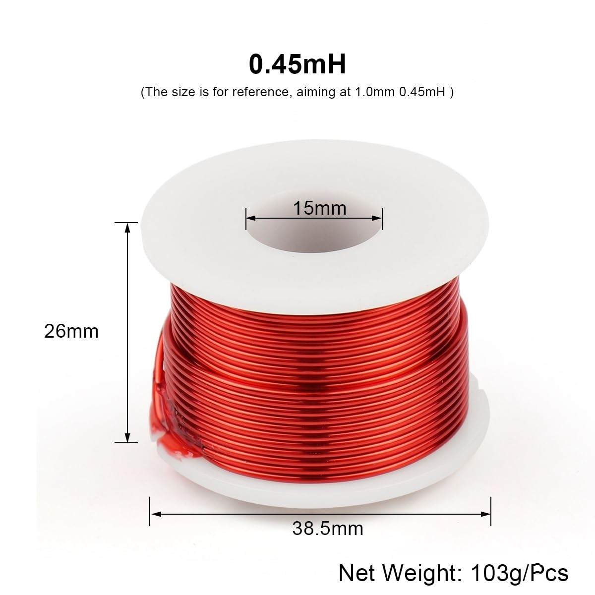 Luftkern-Induktor aus sauerstofffreiem Kupfer for Lautsprecher-Frequenzweichen, Hohlrahmen-Induktorspule, Frequenzteilerspule, Induktivität 1,0 mm, 0,22 mH(1.0mm 2.5mH)